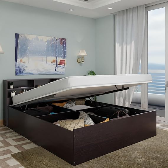 Hydraulic Shelf Queen Size Bed with Storage (78x60)