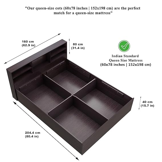 Hydraulic Shelf Queen Size Bed with Storage (78x60)