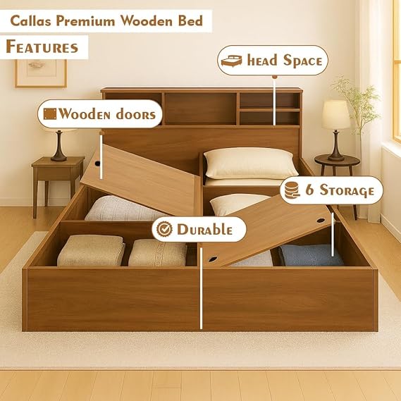 Callas Trinity Queen Size Bed Engineered Wood