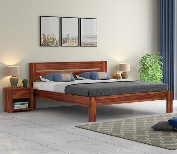King Size Sheesham Wood Bed Without Storage